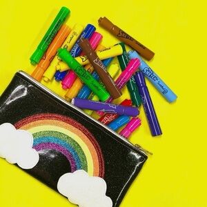 Julie Mollo Rainbow Cloud Clutch Glitter Zip Pouch NWT Sparkly Cosmetic Bag